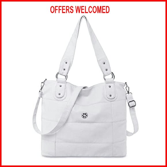 Large Vegan Leather Hobo Bag Crossbody Shoulder Tote Multi-Function Pockets - Picture 2 of 8